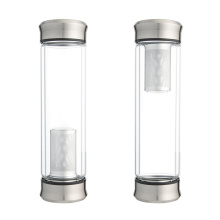 Delicate Design Borosilicate Glass Bottle, Tea Infuser Glass Water Bottle with Stainless Steel Lid Custom GlassBottle Water
